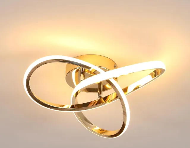 Riserva Modern - Plafondlamp - Verguld goud - 1-lichts - Aluminium+IJzer+Silicone - Studiekamer, Slaapkamer, Keuken, Woonkamer, Eetkamer