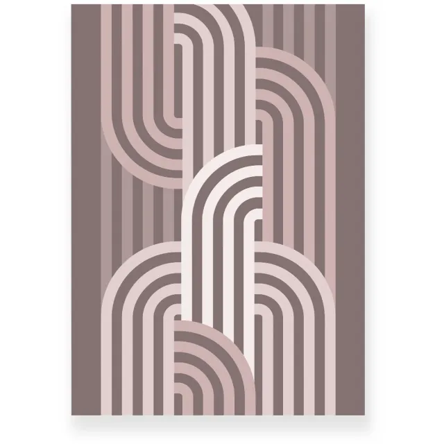 Yisual Poster 30x40 cm - Halve Bogen - Patroon - Paars - Roze - Optische Illusie - Japandi - Muurdecoratie - Wanddecoratie