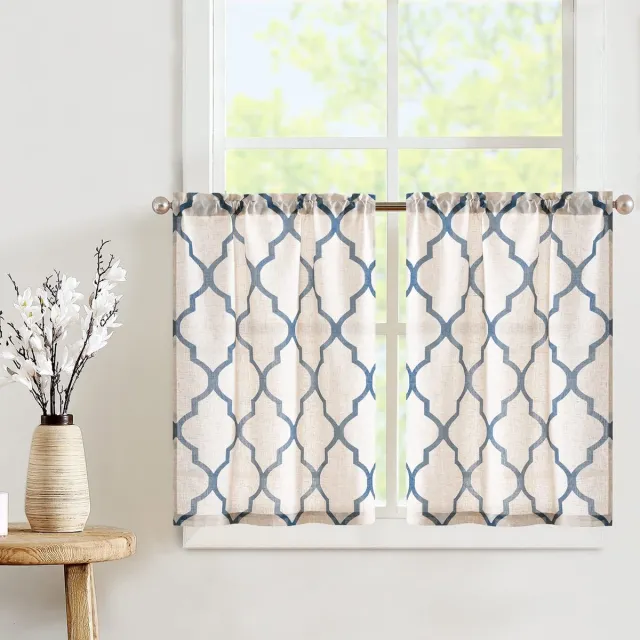 Ibenzoa Elegant Geometrisch Design Gordijnen voor Privacy en Stijl in Uw Kamer blauw