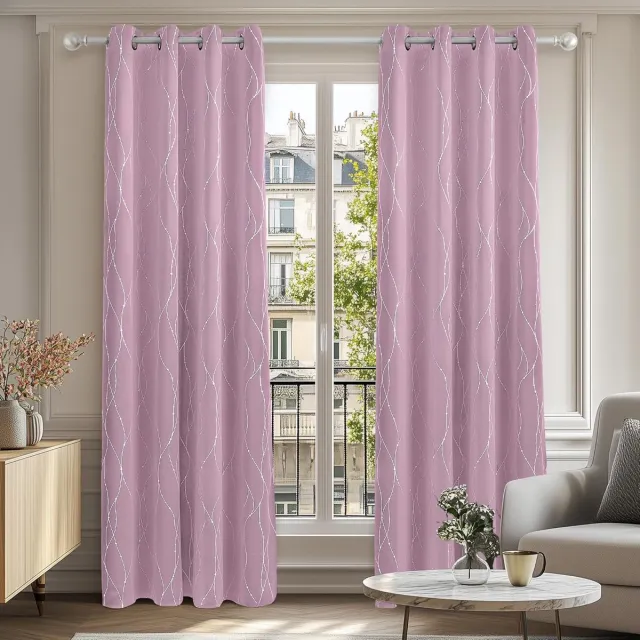 Famanu Verduisterende Gordijnen met Oogjes - Licht Roze Gordijnen Verduisterende Isolerend - Babykamer Gordijnen met Voering - Decoratieve Gordijnen voor Slaapkamer - cm (B x H) - set van 2 Lichtroze