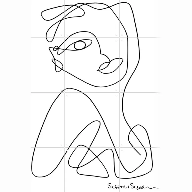 IXXI Hybrid Pearl, Sefton & Segedin - 60 x 80 cm - Grote wanddecoratie en posters - Abstract, Minimalisme, Line art, Illustraties, Slaapkamer Zwart / Zwart en wit
