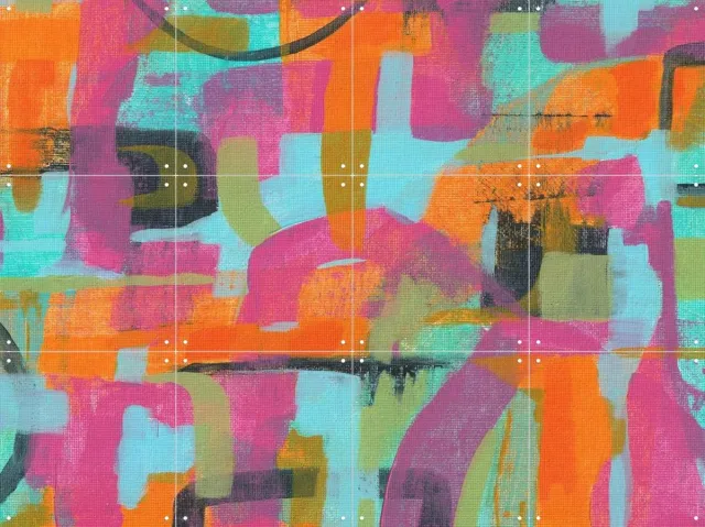 IXXI Los Angeles, Studio Maren - 80 x 60 cm - Grote wanddecoratie en posters - Abstract, Modern, Speels, Kleurrijk, Kwaststreken, Slaapkamer, Gang Oranje / Blauw / Roze