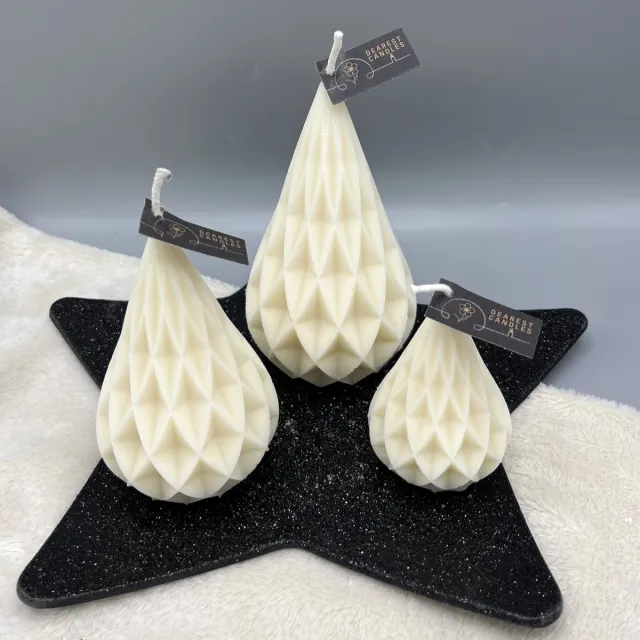 Dearest Candles kaarsen - koolzaadwas - 100% natuurlijk - figuurkaars - set van 3 - Dearest high Plume - Dearest Plume - Dearest Sweet Plume - decoratie - gebroken wit - cadeau