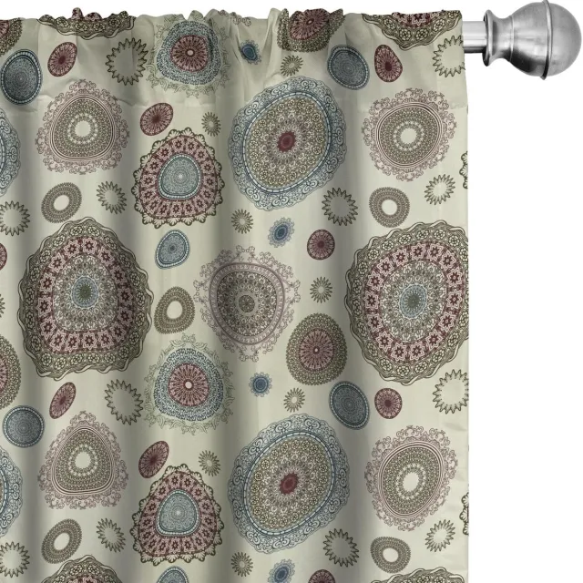 ABAKUHAUS Gordijnen 2x75x225 cm – Microfaser – Halfschaduw – Digitaal bedrukt – Meerkleurig – 6,5 cm roedeopening Mehrfarbig