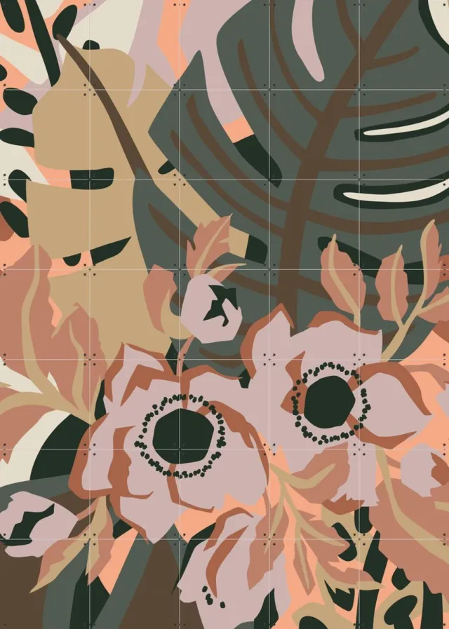 IXXI Anemone, Megan Gallagher - 100 x 140 cm - Grote wanddecoratie en posters - Illustraties, Digitale Kunst, Abstract, Woonkamer, Slaapkamer Warme kleuren / Roze