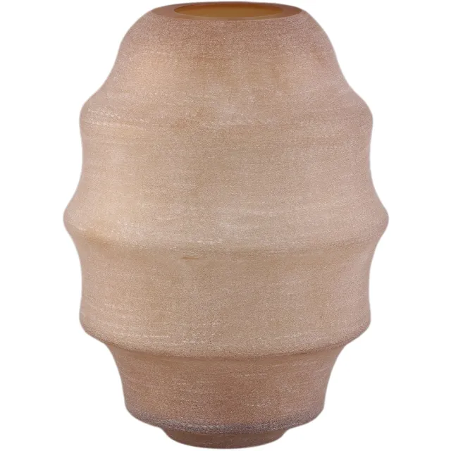 PTMD Elladie Amber Round Glass Layered Vase High Oranje