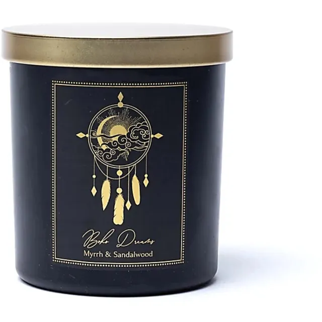 Song of India Manifestatiekaars Boho Dreams in glas met deksel - Myrrh & Sandalwood Meerkleurig