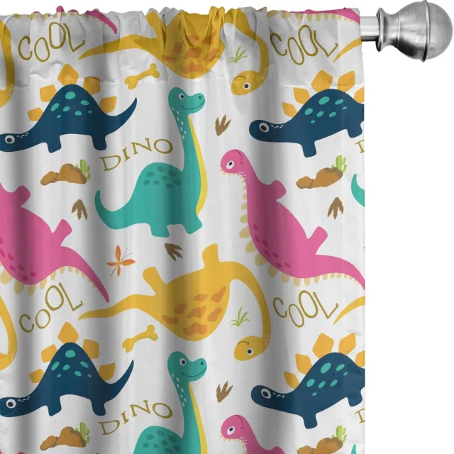ABAKUHAUS Dino-gordijn – 2-delige set microvezel gordijnen 75x245 cm – veelkleurig Mehrfarbig