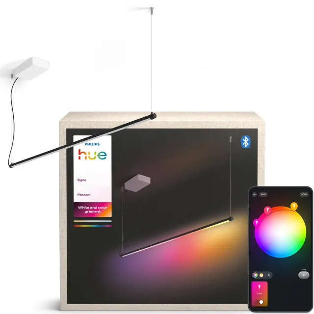Philips Hue Signe - Tube hanglamp - zwart aluminium - Aanpasbaar wit en gekleurd licht - slimme verlichting