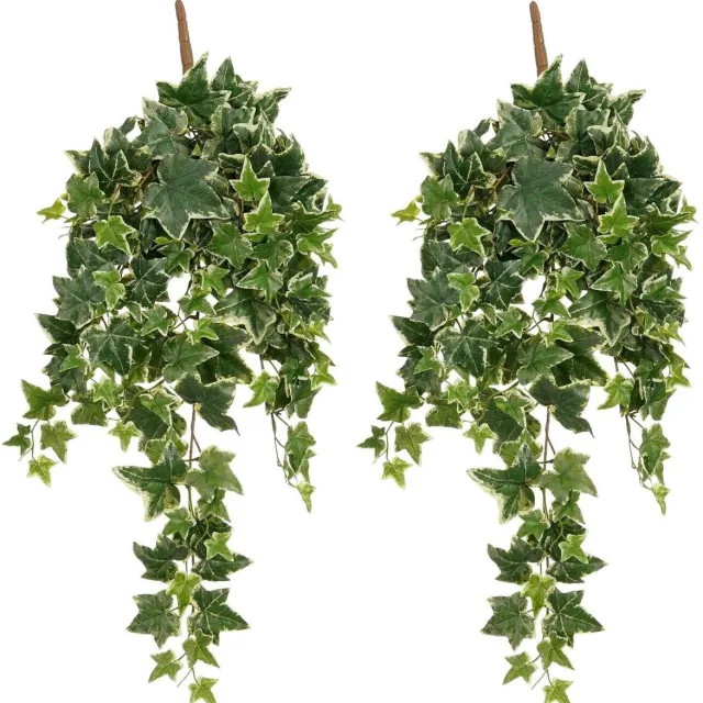 Mica Decorations Hedera klimop kunstplant - 2x - groen mix - hangplant - L25 x B25 x H80 cm - Kunstplanten/nepplanten Lichtgroen