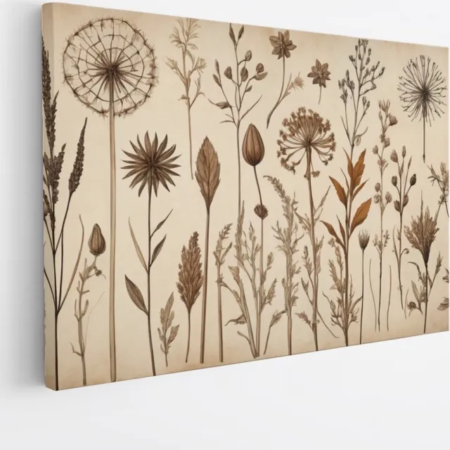 Saammp Canvas Schilderij - Vintage Bloemen - Abstract - 40x30 - Foto op canvas - Wanddecoratie - Muurdecoratie Woonkamer - Kantoor Decoratie Multicolor