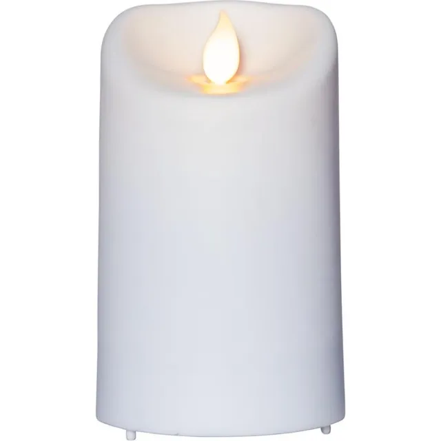 Star Trading kaars M-Twinkle, zuilkaars, wit, LED, timer, geel, buiten, binnen, 12,5 cm