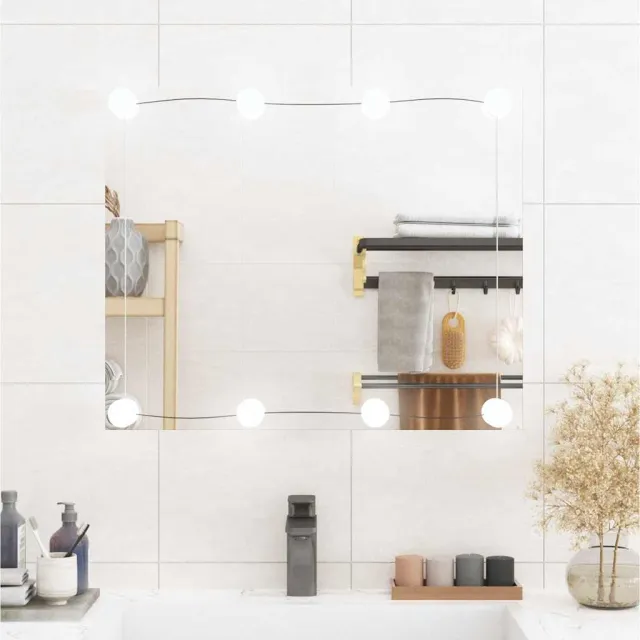 vidaXL Wandspiegel met LED's rechthoekig 50x60 cm glas Zilver