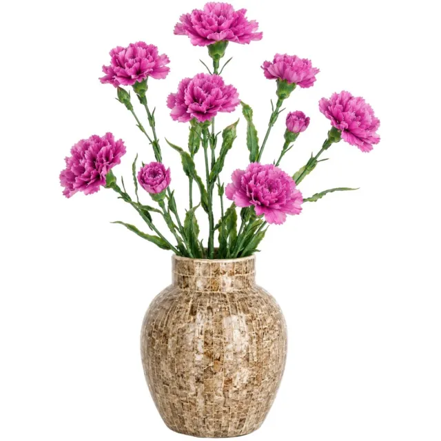 Mica Decorations Kunstbloem Anjer Floristic - 8x - H71 cm - roze - kunststof - stelen kunstbloemen - boeket - rozen bloemetjes