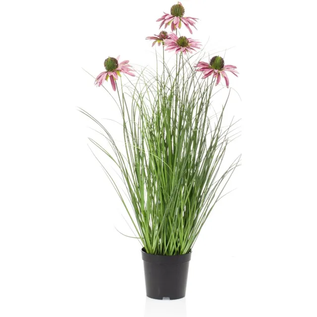 Emerald Kunstplant Rudbeckia Gras in pot paars 60cm - Kunstplant voor binnen