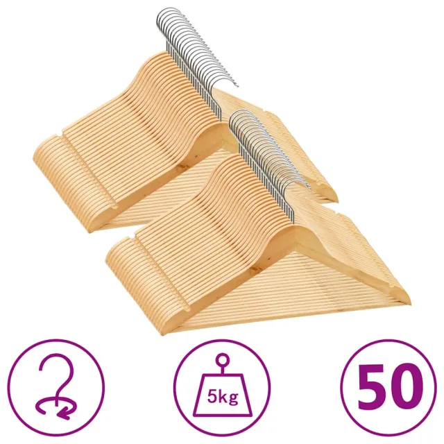 vidaXL 50-delige Kledinghangerset anti-slip hardhout Bruin