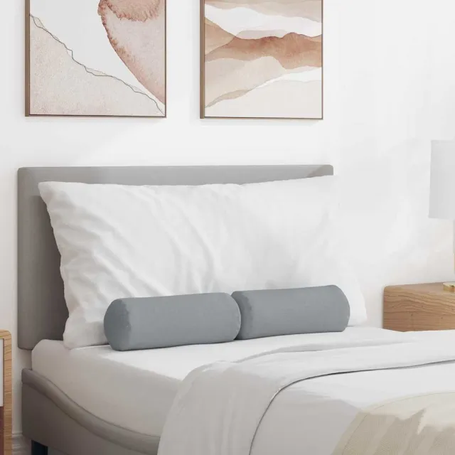 vidaXL Bolster Kussens 2 st Stof Lichtgrijs Dia. 15 x 40 cm