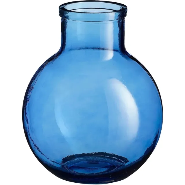 Mica Decorations Vaas Olly - 24x24x31 cm - Gerecycled Glas - Blauw