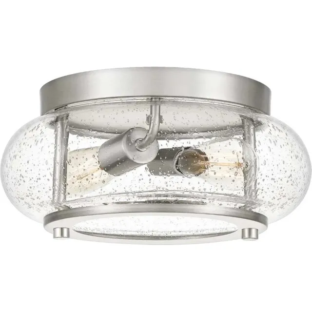 Quoizel LED Plafondlamp Trilogy | 2X E27 Max 60W | Dimbaar | Brushed Nickel Geen