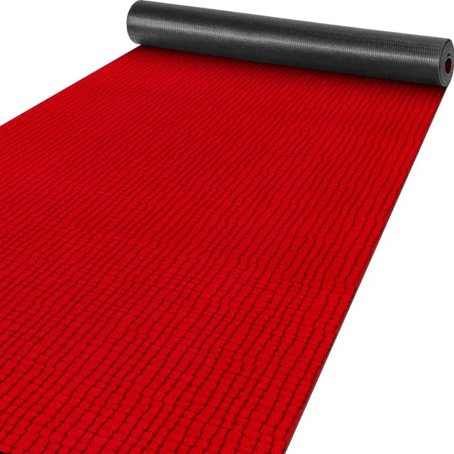ANRO Tapijtloper Wilson Rood 350x67cm – Velours Gangloper Antislip Keukenloper Hal Op