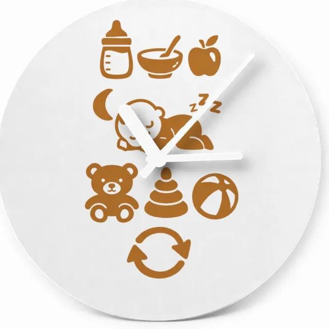 Mr Cadeautjes Glazen klok Ø 20 - design Een vergelijkbare ritmegrap met een andere dagindeling en ee | cadeau Wit