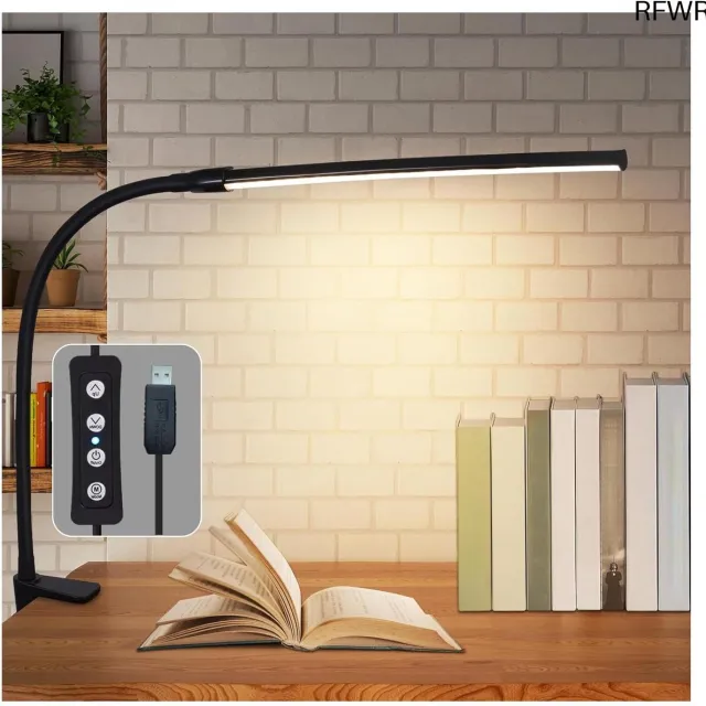 RFWR Klembare LED Bureaulamp met Zwanenhals – 3 Kleurtemperaturen, 5 Helderheidsniveaus, Oogbeschermend en USB Aansluiting Unspecified in data
