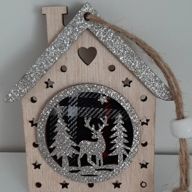 G. Wurm Kerstboomhangers huisjes set goudzilver glitters