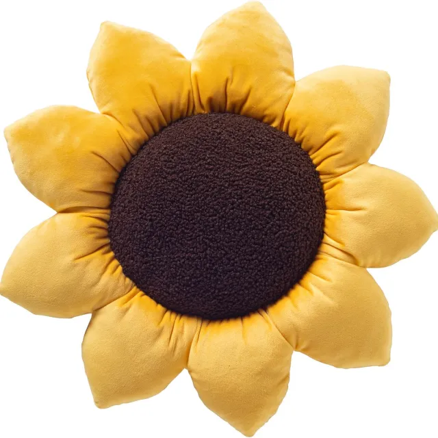 Textino SUNFLOWER - sierkussen Ø42 cm - zonnebloem - Old Gold - geel