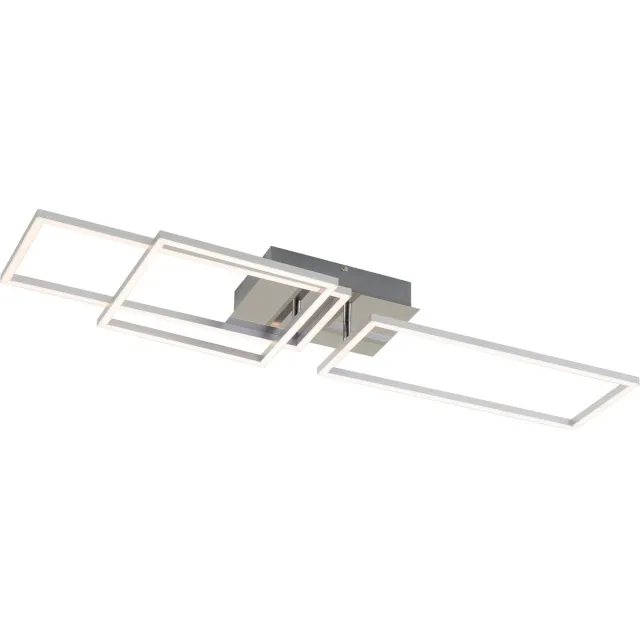 Briloner FRAME - Plafondlamp – dimbaar in stappen – kantelbaar – warm wit licht – plafonniére met geheugenfunctie – zilver – 92,8 x 26 x 9,6 cm chroom