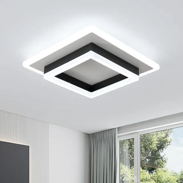 Riserva LED Plafondlamp Zwart Wit - 30W - 6500K Koud Wit - Moderne Vierkante Plafondlamp voor Woonkamer, Slaapkamer en Keuken
