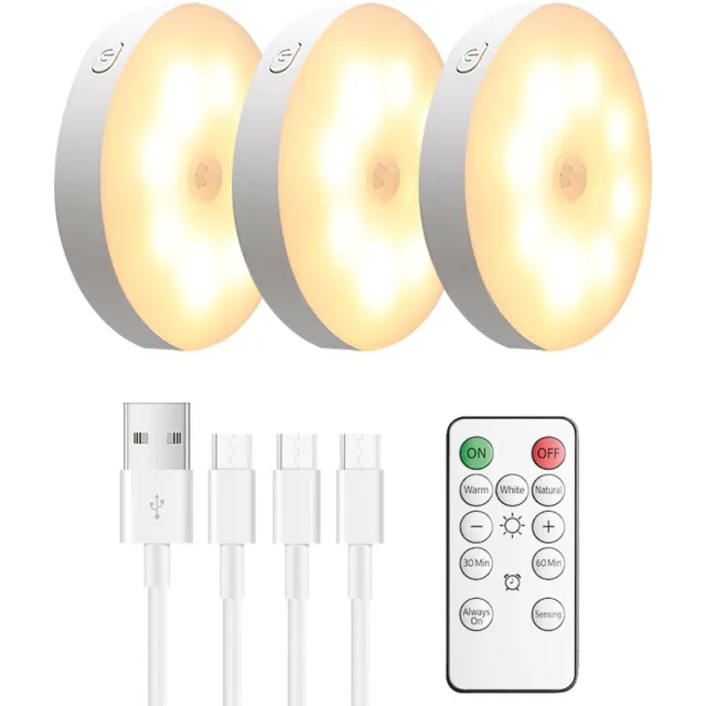 Wonix Kastverlichting LED met Bewegingssensor - Draadloos - Oplaadbaar - Incl. afstandsbediening – met Magneet - 3 Stuks Wit