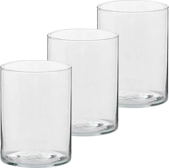 Trend Candles Theelichthouder - 3x - transparant - glas - hoog model - 5,5 x 6,5 cm - Glazen kaarsenhouders - Woondecoraties