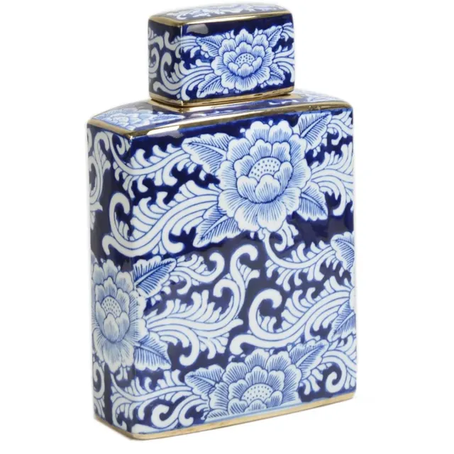Residencia Interieur Keramieke Pot Fiorenza – Blauw/Wit met Goud – Luxe Decoratie