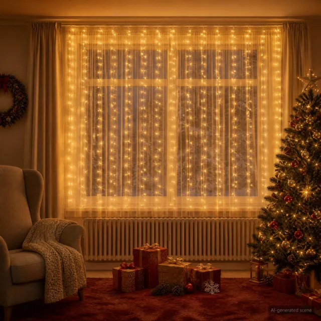 vidaXL Lichtgordijn 400 LED's Warmwit 600 x 200 cm
