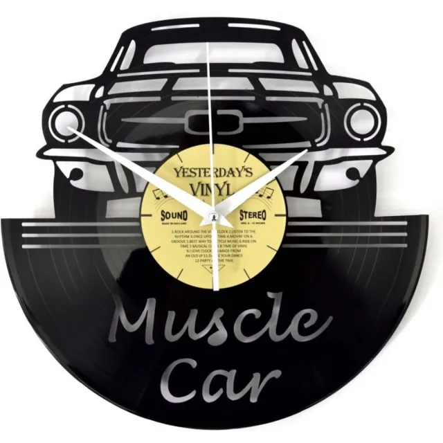 Yesterdays Vinyl Vinyl Clock Muscle Car - Made From A Recycled Record Zwart