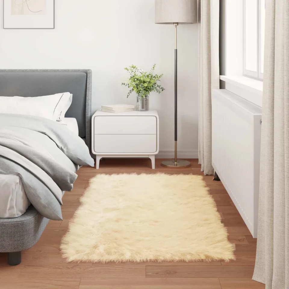vidaXL Tapijt van imitatie TAFALLA Crèmekleurig 60 x 110 cm Polyester, foto 3