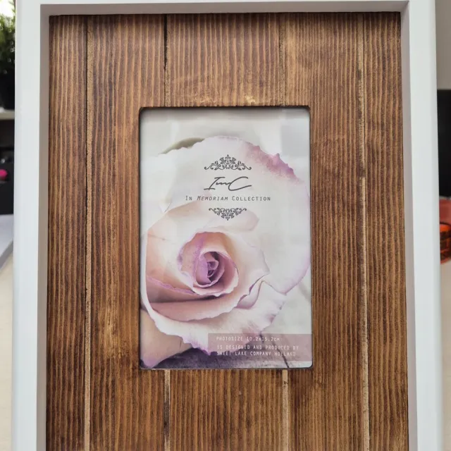 memoriam Collectie Fotolijst wit hout met bruine houten passpartou bruin/wit