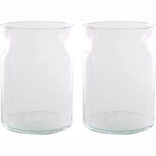 Hakbijl Glass Bloemenvaas - Set van 2x stuks - stijlvol - transparant glas - 18x25 cm - modern design - vaas