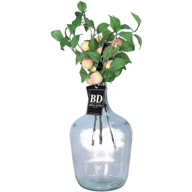 Bellatio Design Kunstbloem fruit tak Perzik - 4x - 40 cm - losse steel - kunst zijdebloemen Perzik oranje