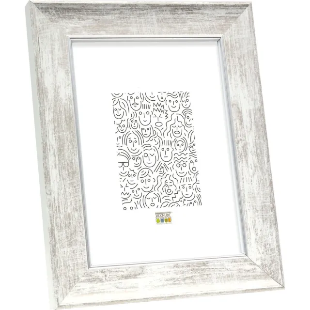 Deknudt Frames fotolijst S46EE1 - wit met zilver biesje - 18x24 cm