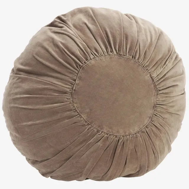 Madam Stoltz Rond Fluwelen Kussen - Oudroze Velvet - 55 cm mushroom