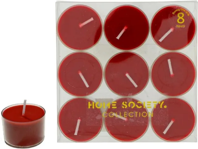 Home Society Theelichtje / Waxinelichtje - Rood - 9 stuks