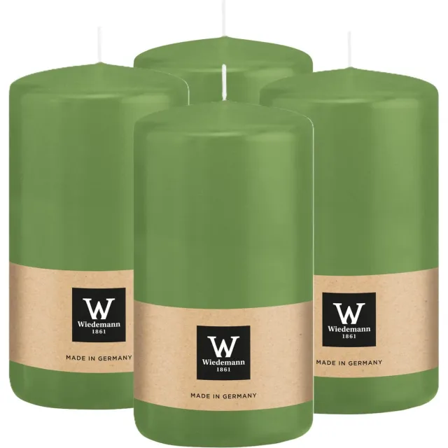 Wiedemann Cilinderkaars/stompkaars - 4x - lichtgroen - 12 x 6 cm - 33 branduren - zuilkaarsen