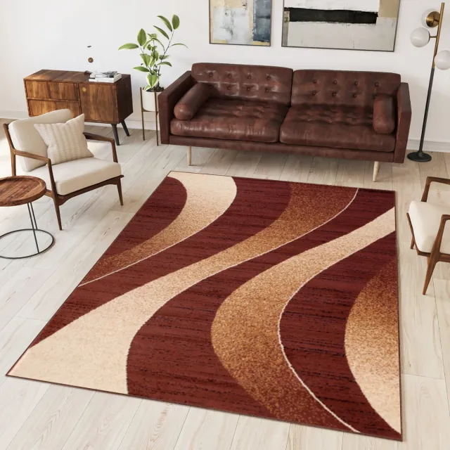 Tapiso Dream Vloerkleed Bruin Modern Golven Woonkamer Tapijt Maat- 220x300 Bruin Creme