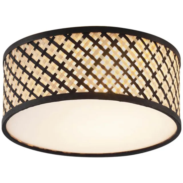 QAZQA tremmo - Oosterse Plafondlamp - 1 lichts - Ø 30 cm - Naturel - Woonkamer | Slaapkamer | Keuken Naturel zwart