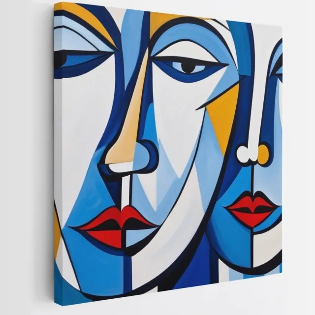 Saammp Canvas Schilderij - 2 gezichten - Neutraal - Abstract - 60x60 - Foto op canvas - Wanddecoratie - Muurdecoratie Woonkamer - Slaapkamer decoratie - Canvas Print Multicolor