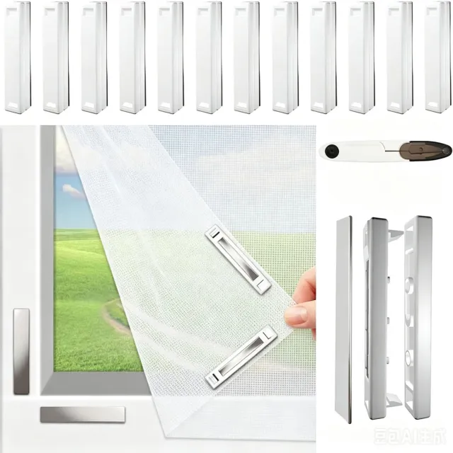 Cyslmuk Magnetisch Raamhor | Verstelbaar DIY Vliegenhor Max 150x130cm Wit | 12 Sterke Magneten | Glasvezel Fijn Muggengaas | Innovatieve Magnetische Sluiting | Zonder Boren | Voor Alle Standaard Huishoudelijke Ramen| Cyslmuk®