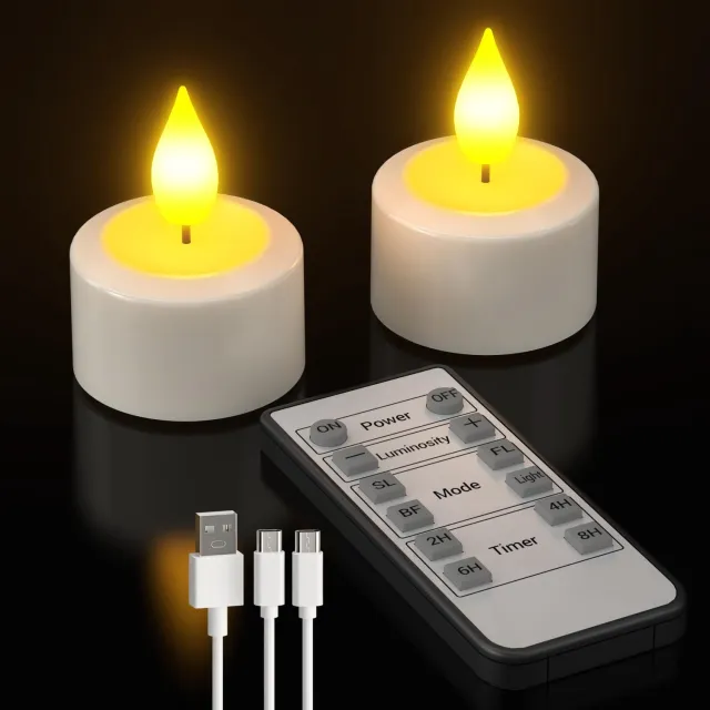 traders Oplaadbare LED Theelichten Set – Elektrische Valse Kaarsen met Realistisch Flikkerlicht en Afstandsbediening – 6 Stuks Standard