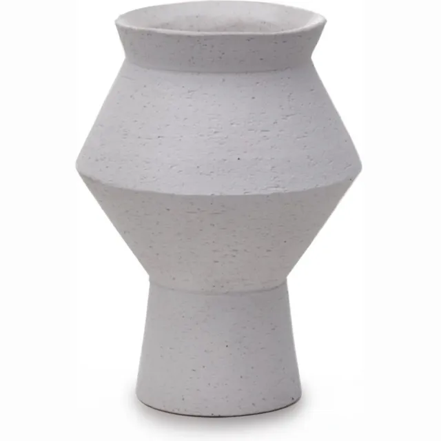 Element Accessories grillige hoekige ronde vaas in keramiek, CUZCO 20 wit