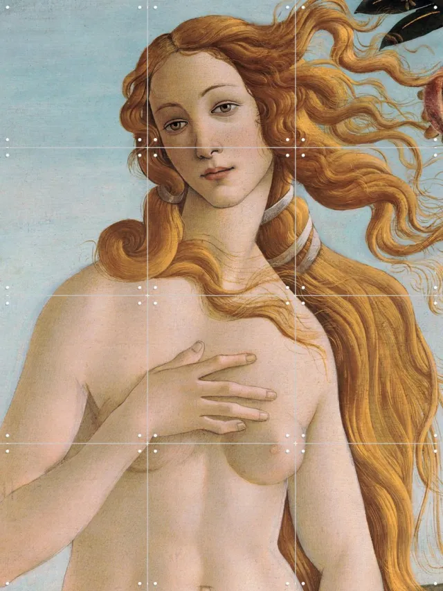 IXXI The Birth of Venus (detail), Sandro Botticelli & Bridgeman Images - 60 x 80 cm - Grote wanddecoratie en posters - Olieverf, Klassiek, Woonkamer Pastel kleuren / Lichte tinten / Beige